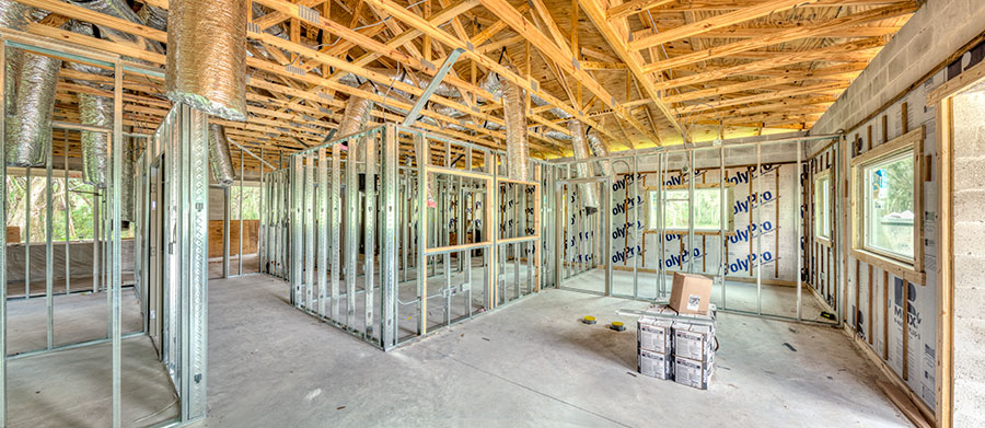 Interior of office reception area under construction at Resurrection Cemetery, 10668 East Sligh Ave., Seffner, FL 33610. This complex includes four mausoleum buildings with courtyard and room for 1,784 caskets and 1,776 cremation niches, and an office and maintenance buidling.